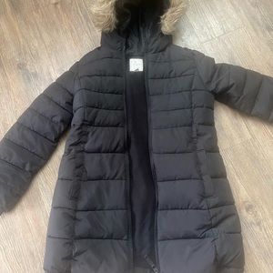 Girls childrens place jacket size medium (7/8) fur puffer longer